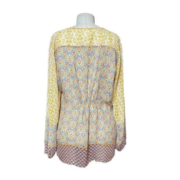 MiracleBody by MiracleSuit Floral Peasant Blouse Yellow Multi Size Large - Picture 5 of 9